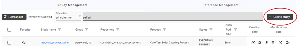 create study button
